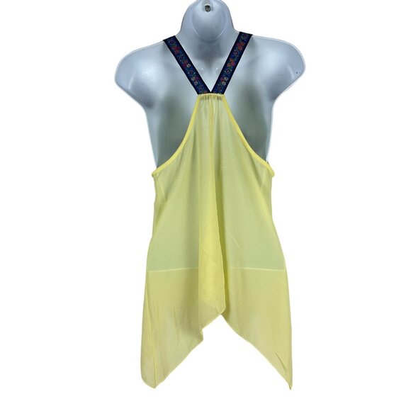 Deb Yellow Sleeveless Halter Top With Embroidered Straps Size S - Picture 2 of 4
